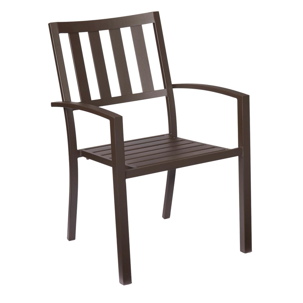 Hampton Bay Mix And Match Brown Stackable Metal Outdoor Dining Chair regarding size 1000 X 1000