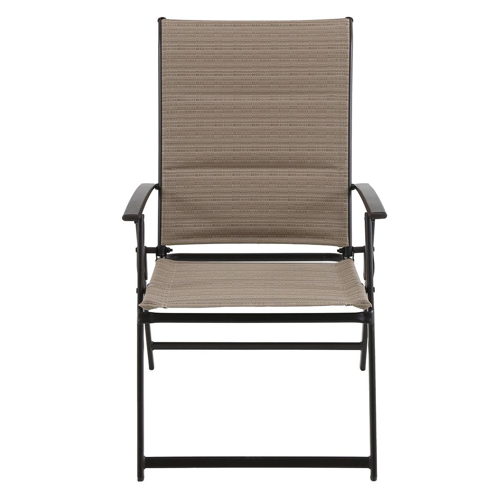 Hampton Bay Mix And Match Folding Steel Outdoor Patio Dining Chair In Cafe Tan Sling 2 Pack intended for size 1000 X 1000