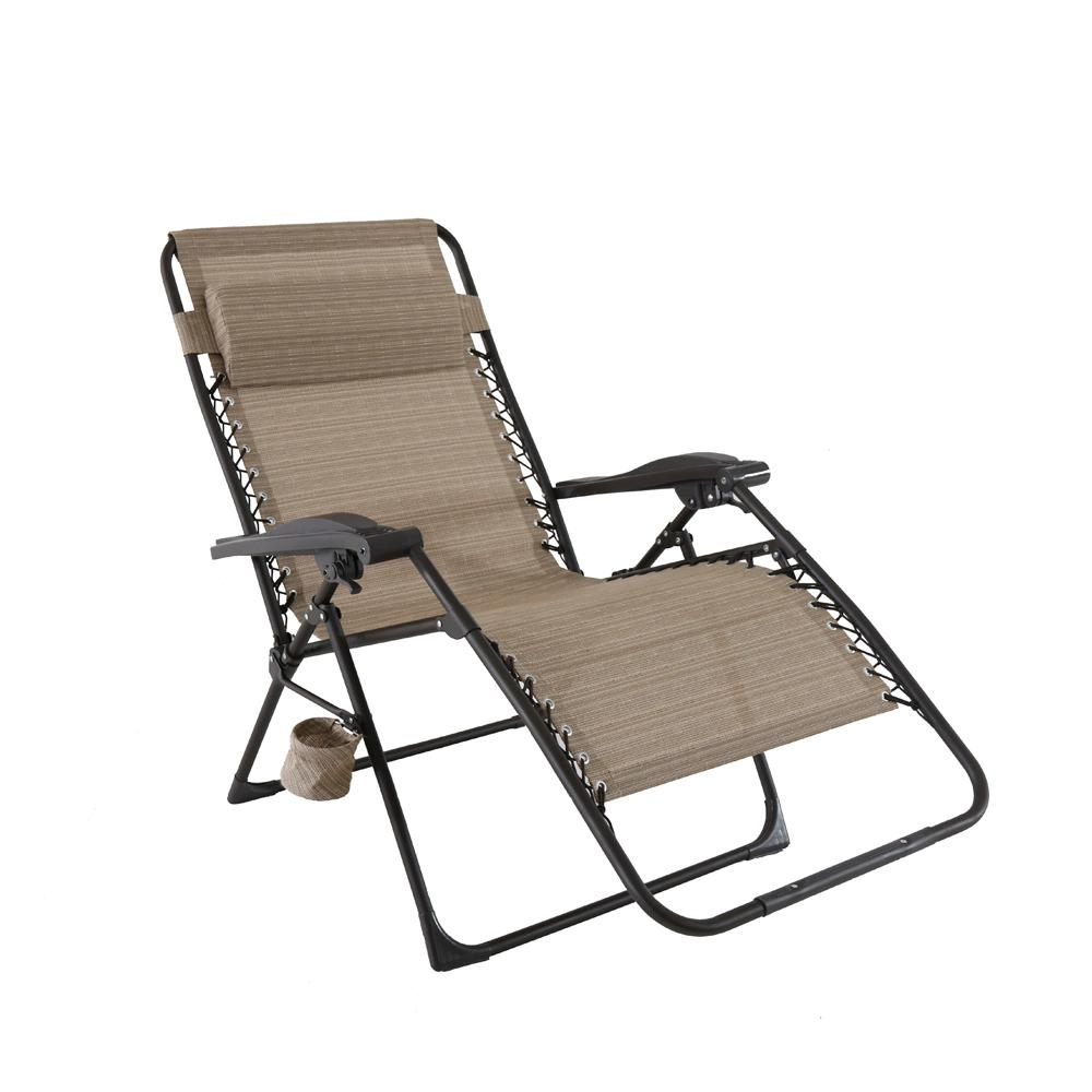 Hampton Bay Mix And Match Oversized Zero Gravity Sling Outdoor Chaise Lounge Chair In Cafe intended for dimensions 1000 X 1000