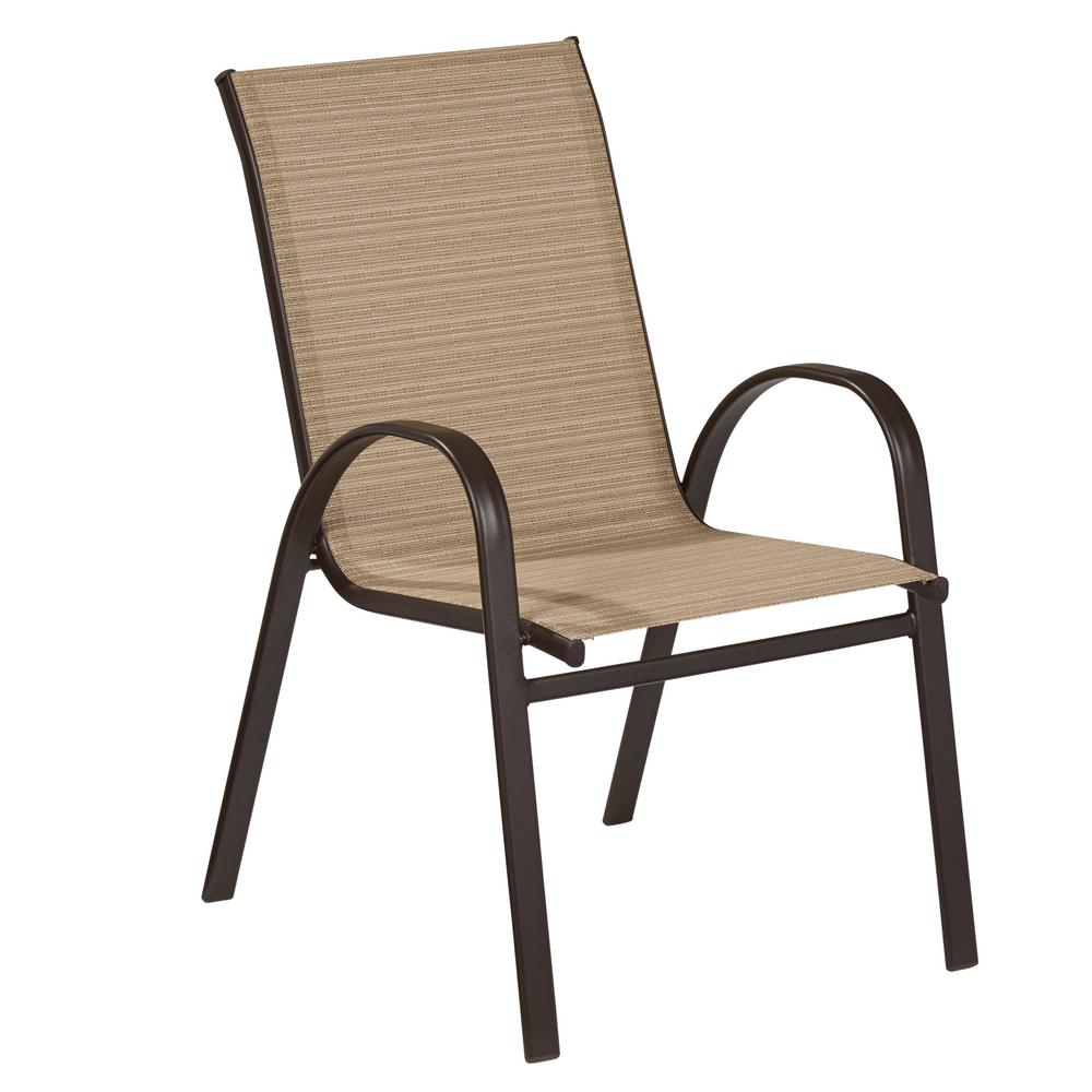 Hampton Bay Mix And Match Stackable Sling Outdoor Dining Chair In Cafe for measurements 1000 X 1000