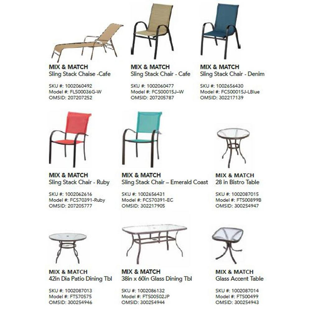 Hampton Bay Mix And Match Stackable Sling Outdoor Dining Chair In Cafe intended for size 1000 X 1000