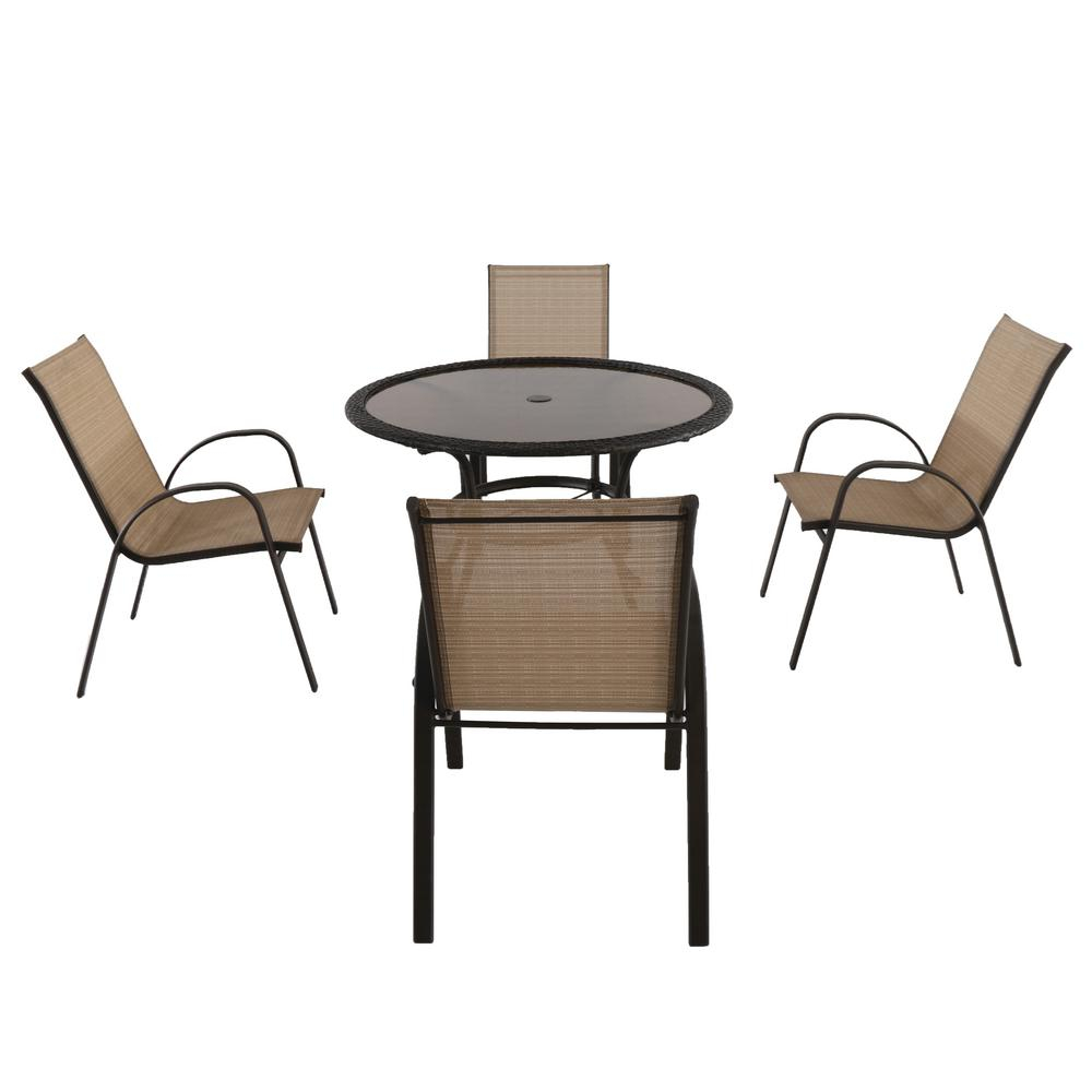 Hampton Bay Mix And Match Stackable Sling Outdoor Dining Chair In Cafe with measurements 1000 X 1000