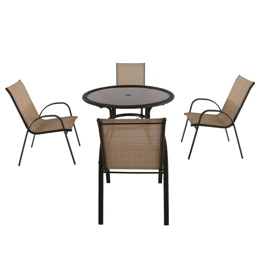 Hampton Bay Mix And Match Stackable Sling Outdoor Dining Chair In Cafe with regard to size 1000 X 1000