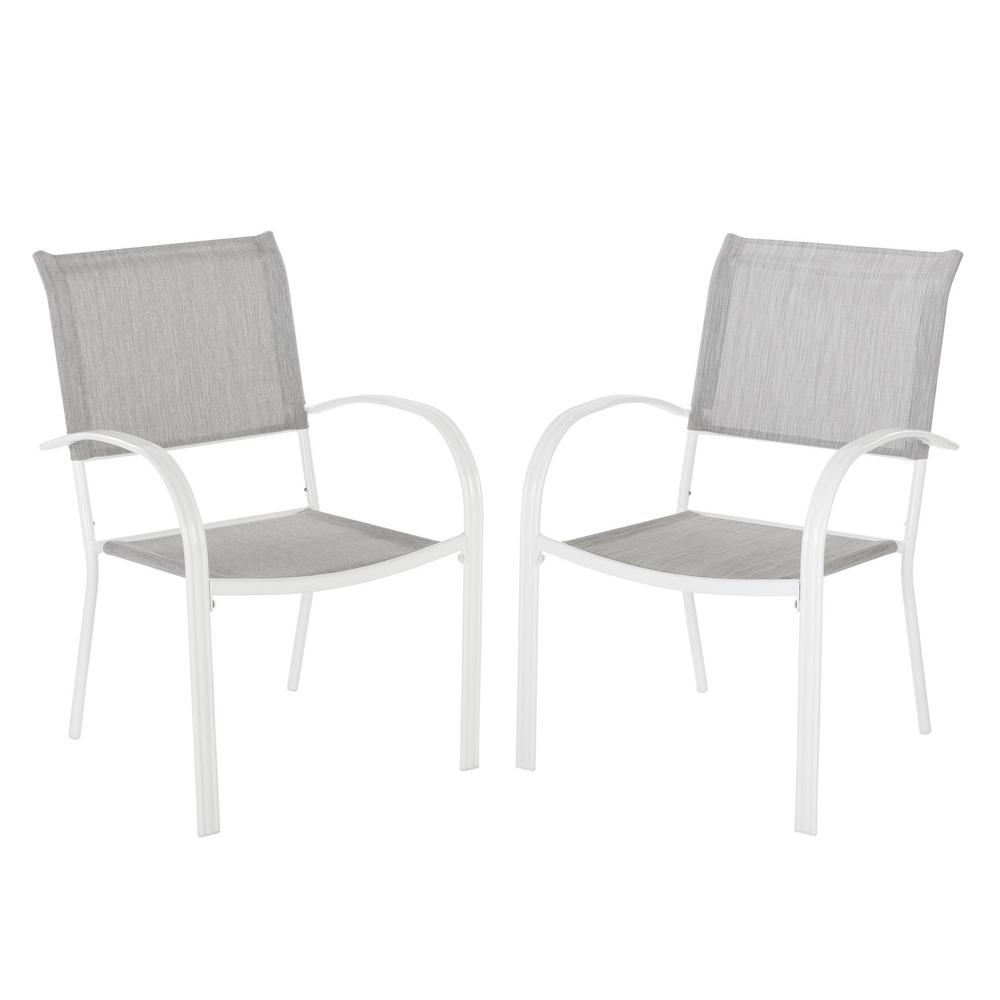 Hampton Bay Mix And Match White Stackable Sling Outdoor Dining Chair In Wet Cement 2 Pack in measurements 1000 X 1000