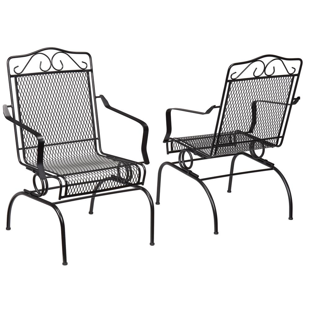 Hampton Bay Nantucket Rocking Metal Outdoor Dining Chair 2 Pack throughout sizing 1000 X 1000
