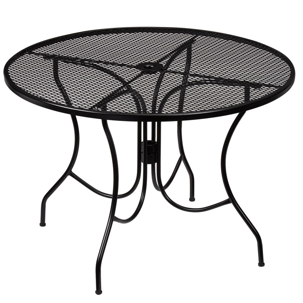 Hampton Bay Nantucket Round Metal Outdoor Patio Dining Table with measurements 1000 X 1000
