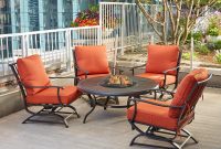 Hampton Bay Redwood Valley 5 Piece Metal Patio Fire Pit Seating Set With Quarry Red Cushions inside sizing 1000 X 1000