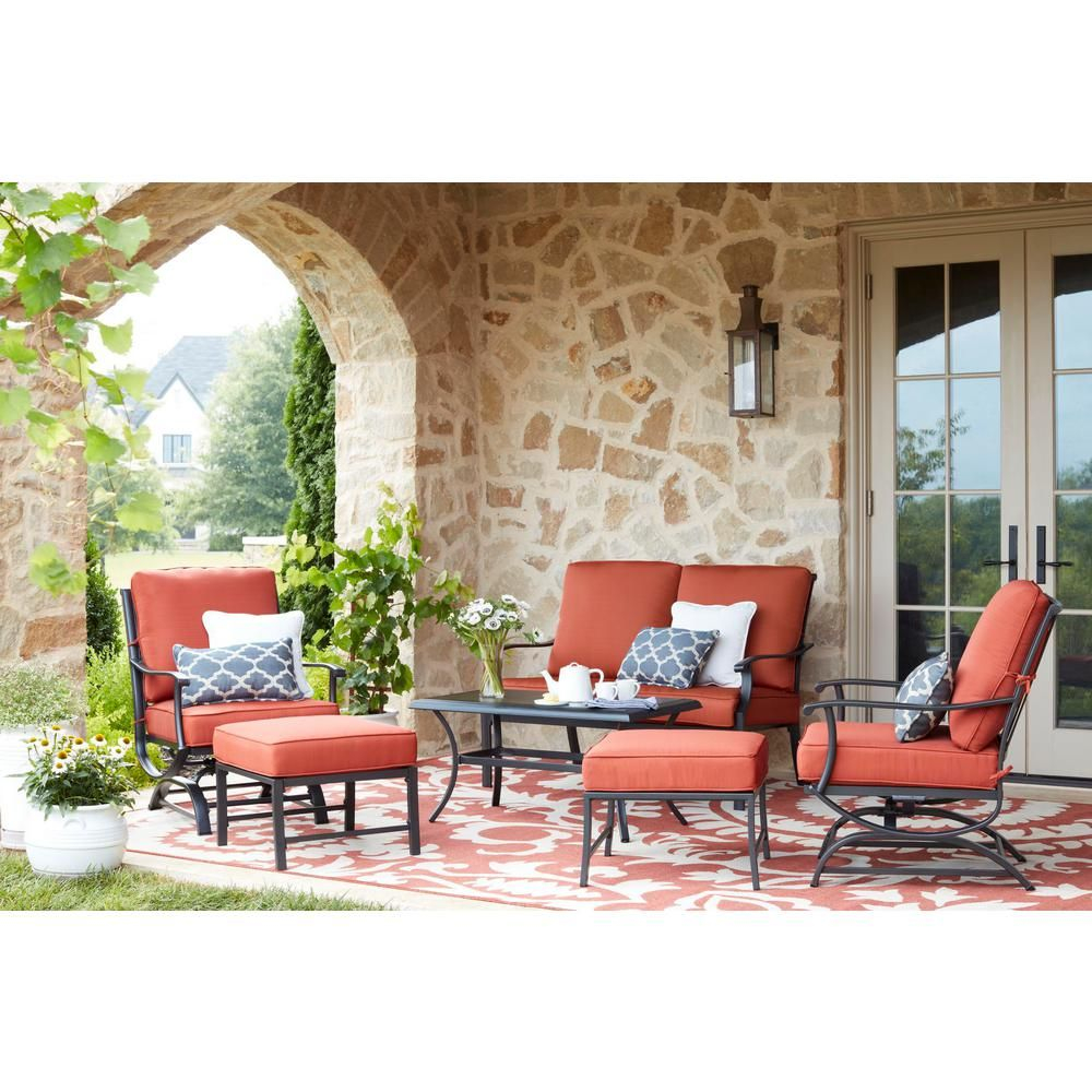 Hampton Bay Redwood Valley 6 Piece Patio Deep Seating Set intended for sizing 1000 X 1000