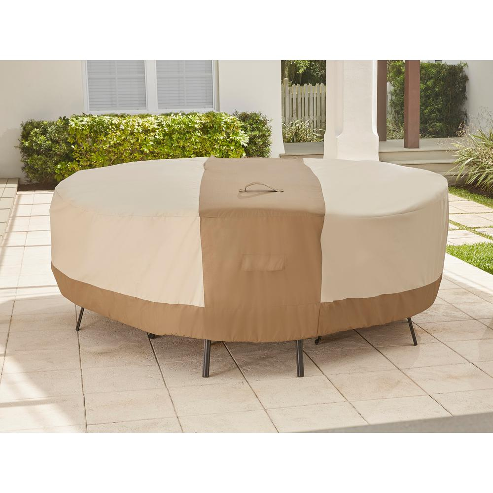 Hampton Bay Round Table Outdoor Patio With Chair Cover for dimensions 1000 X 1000