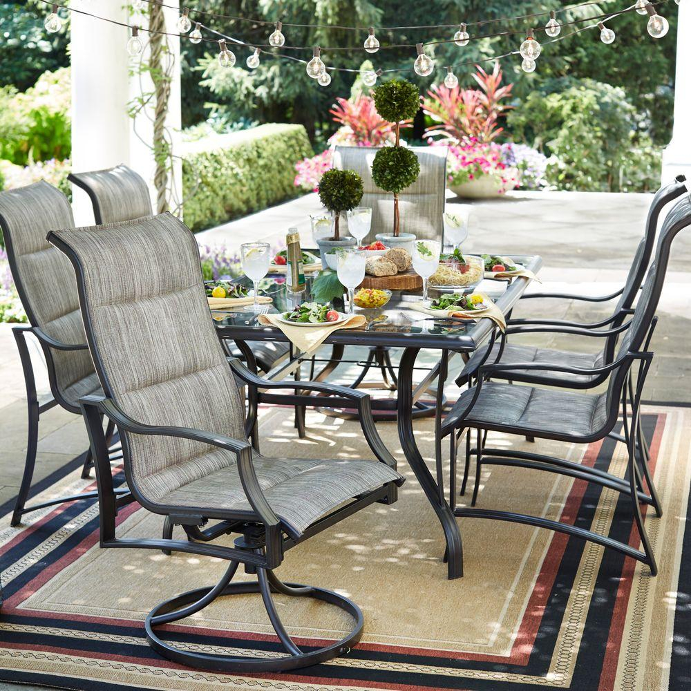 Hampton Bay Statesville 7 Piece Padded Sling Patio Dining regarding sizing 1000 X 1000