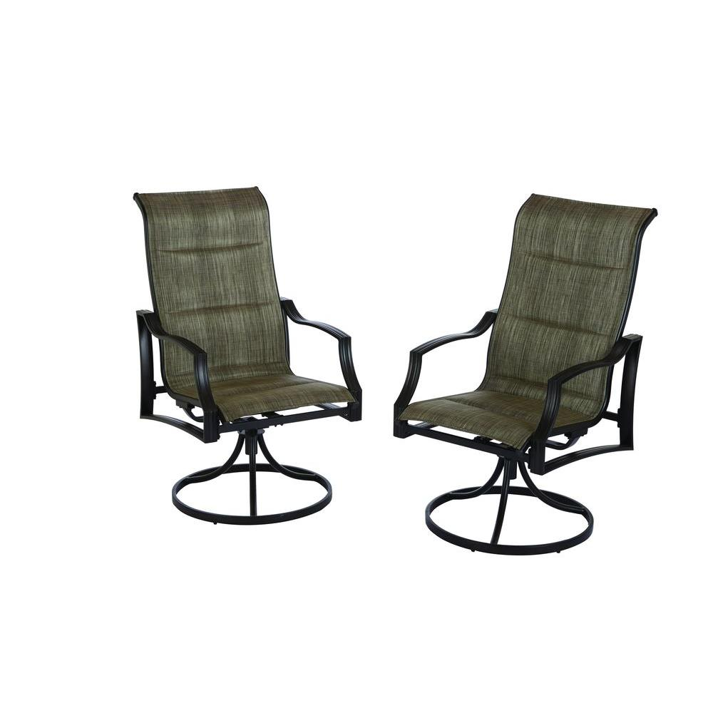 Hampton Bay Statesville Padded Sling Swivel Patio Dining Chair 2 Pack intended for dimensions 1000 X 1000