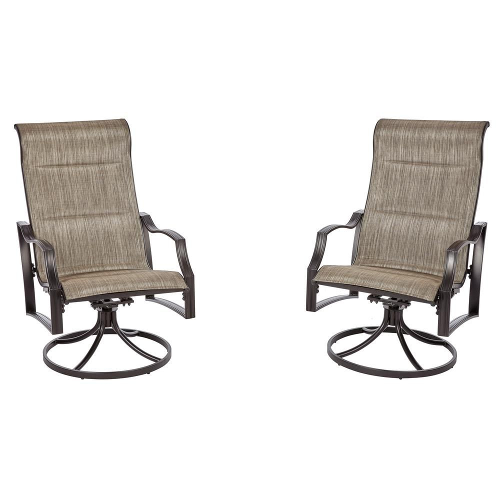 Hampton Bay Statesville Padded Sling Patio Lounge Swivel Chairs • Fence