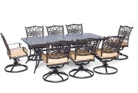 Hanover Traditions 9 Piece Aluminum Rectangular Patio Outdoor Dining Set W Eight Swivel Dining Chairs And Natural Oat Cushions for dimensions 1000 X 1000