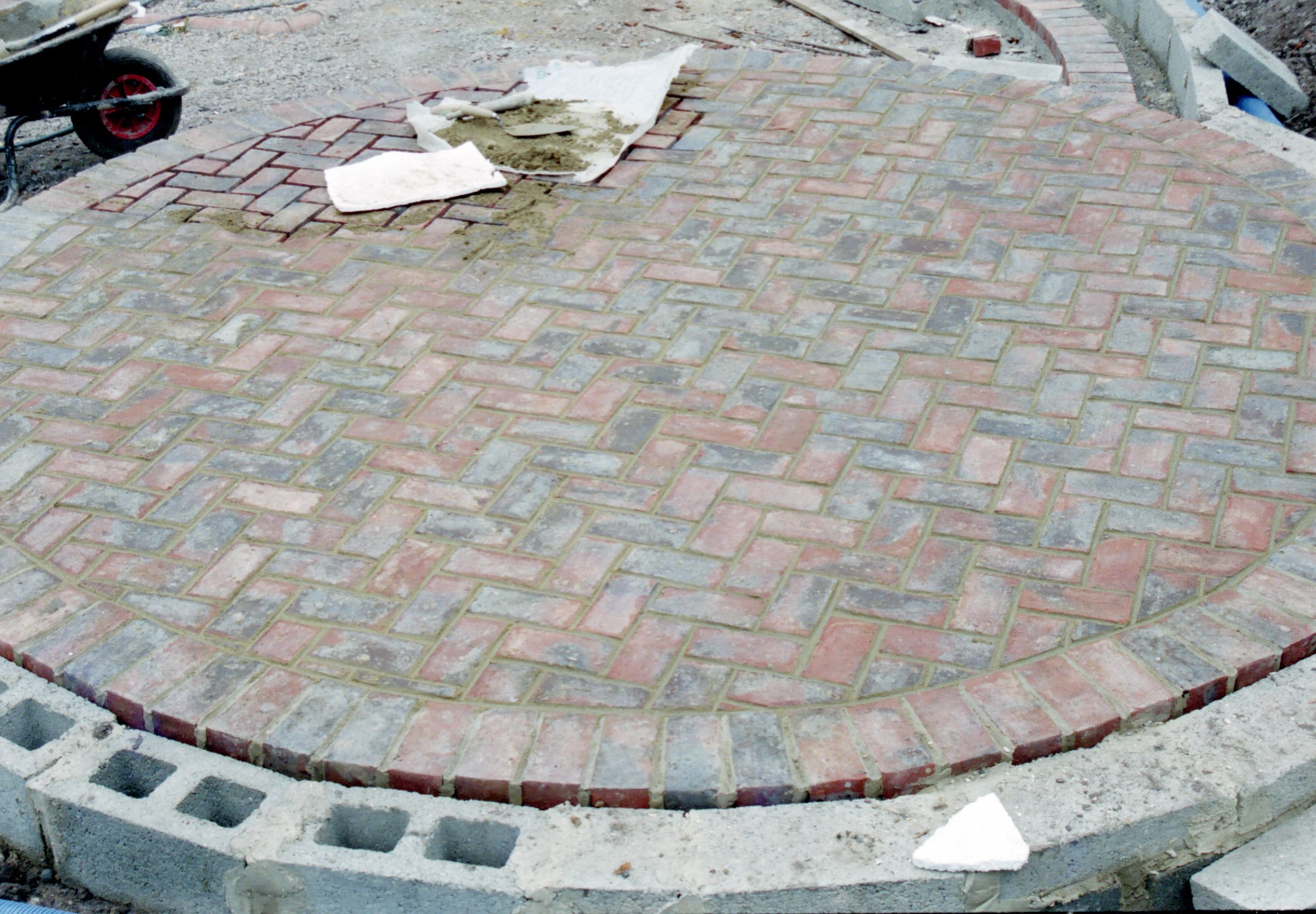 Herringbone Brick Laid In Circular Brick Patio Edges With regarding sizing 2437 X 1693