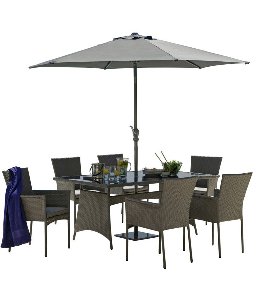 Home Havana 6 Seater Rattan Effect Patio Set Grey Garden regarding measurements 840 X 1000