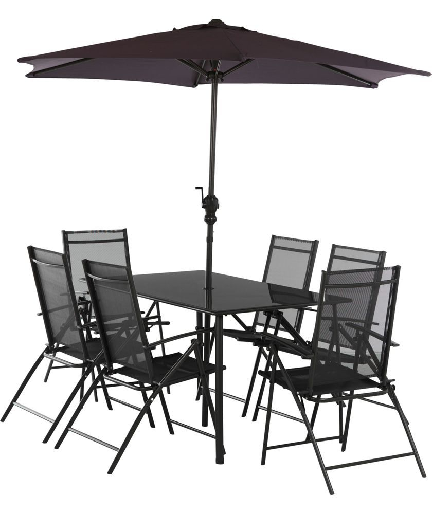 Home Milan 6 Seater Metal Patio Set Black Garden Table regarding measurements 840 X 1000