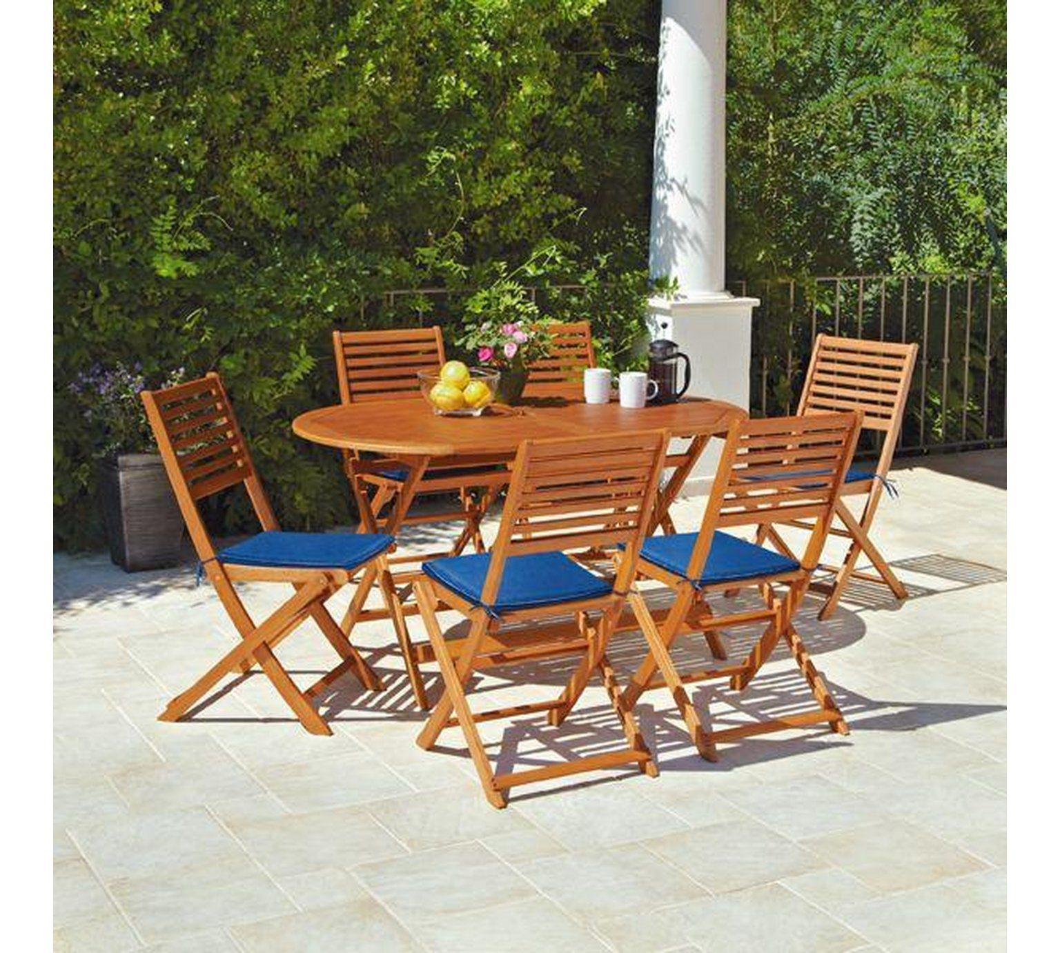 Home Newbury 6 Seater Wooden Patio Set Garden Table intended for measurements 1536 X 1382