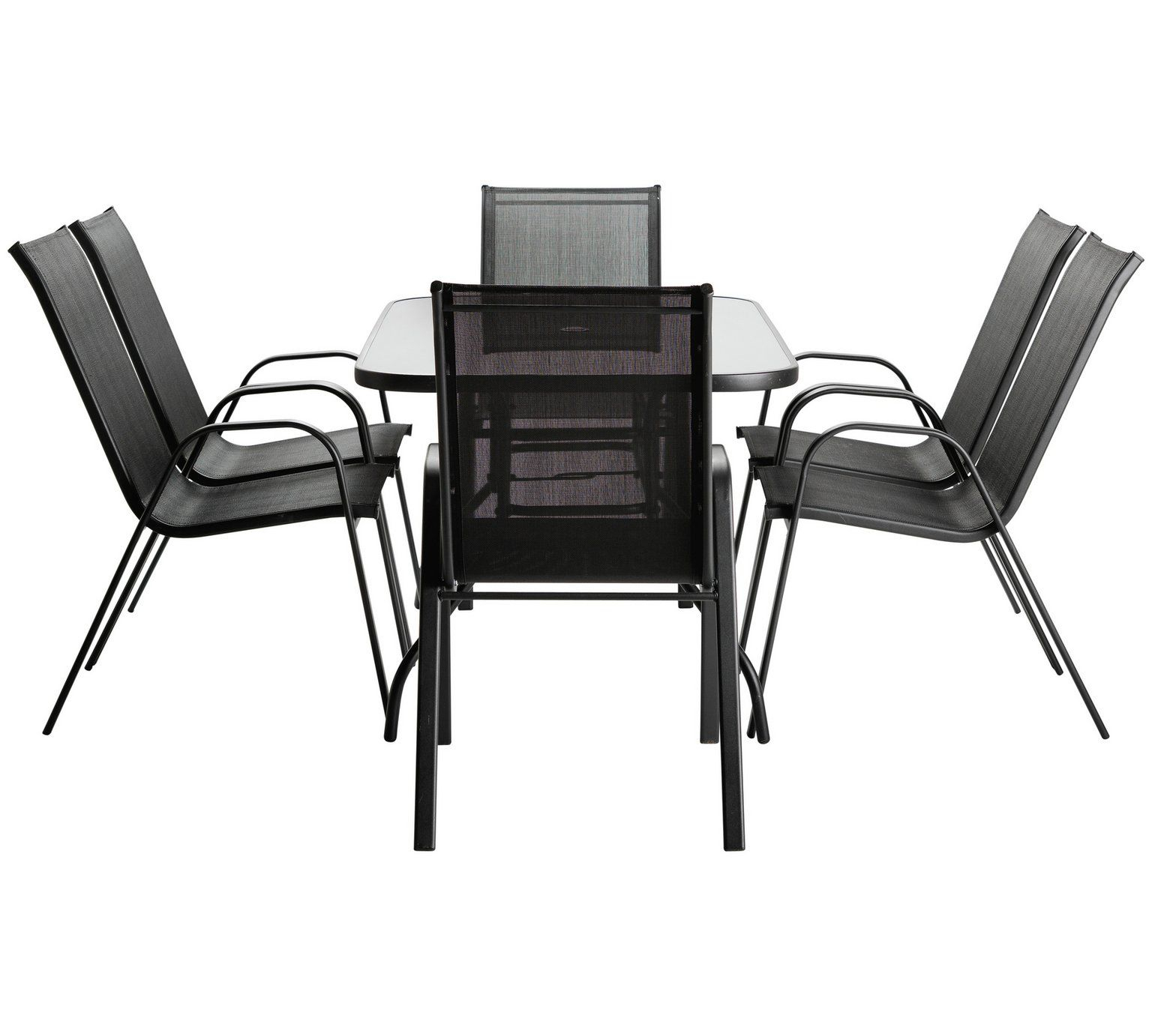 Home Sicily 6 Seater Metal Patio Set Black Garden Table within sizing 1536 X 1382
