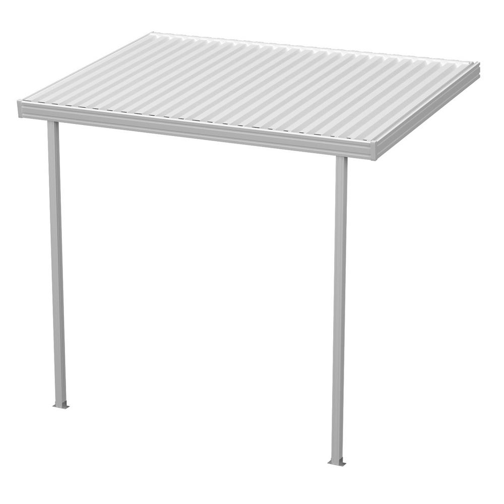 Integra 12 Ft X 8 Ft White Aluminum Attached Solid Patio Cover With 2 Posts 10 Lbs Live Load pertaining to sizing 1000 X 1000