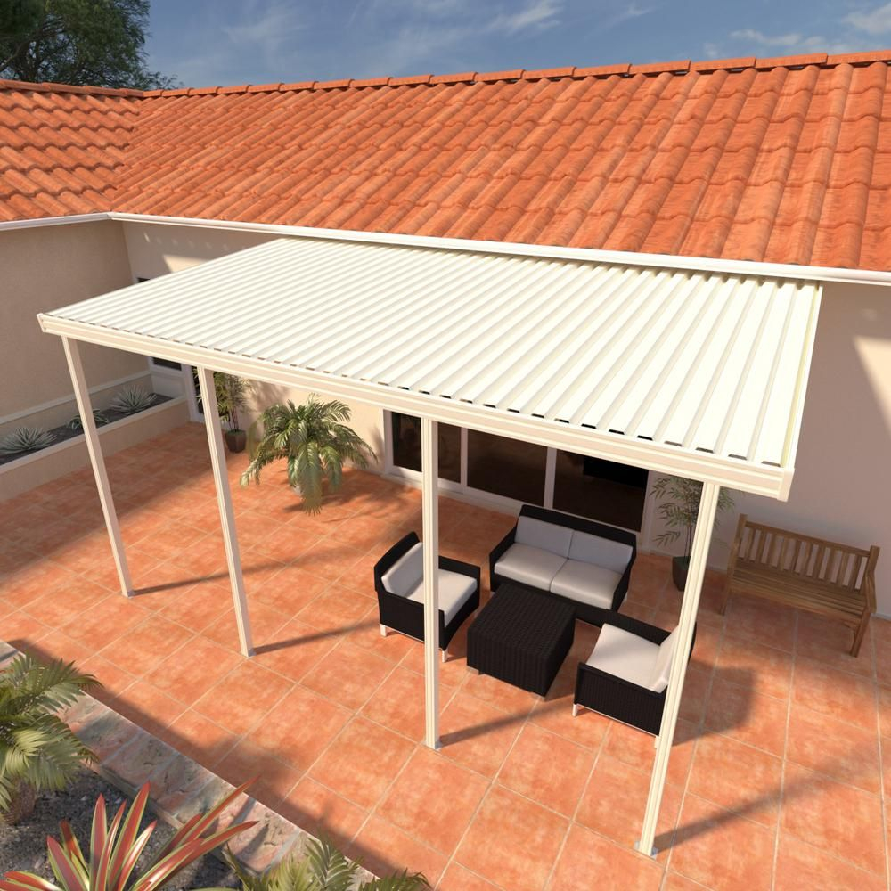 Integra 14 Ft X 12 Ft Ivory Aluminum Attached Solid Patio in proportions 1000 X 1000