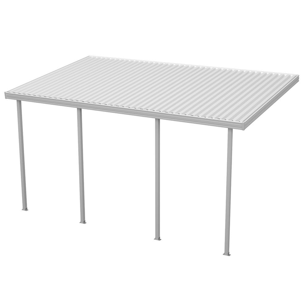 Integra 14 Ft X 12 Ft White Aluminum Attached Solid Patio Cover With 4 Posts 10 Lbs Live Load pertaining to proportions 1000 X 1000