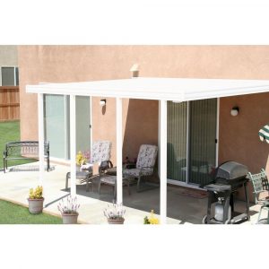 Integra 14 Ft X 12 Ft White Aluminum Attached Solid Patio Cover With 4 Posts 20 Lbs Live Load intended for proportions 1000 X 1000