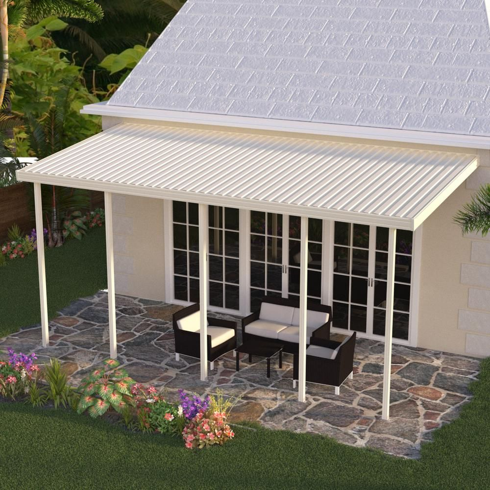 Integra 18 Ft X 10 Ft Ivory Aluminum Attached Solid Patio inside measurements 1000 X 1000