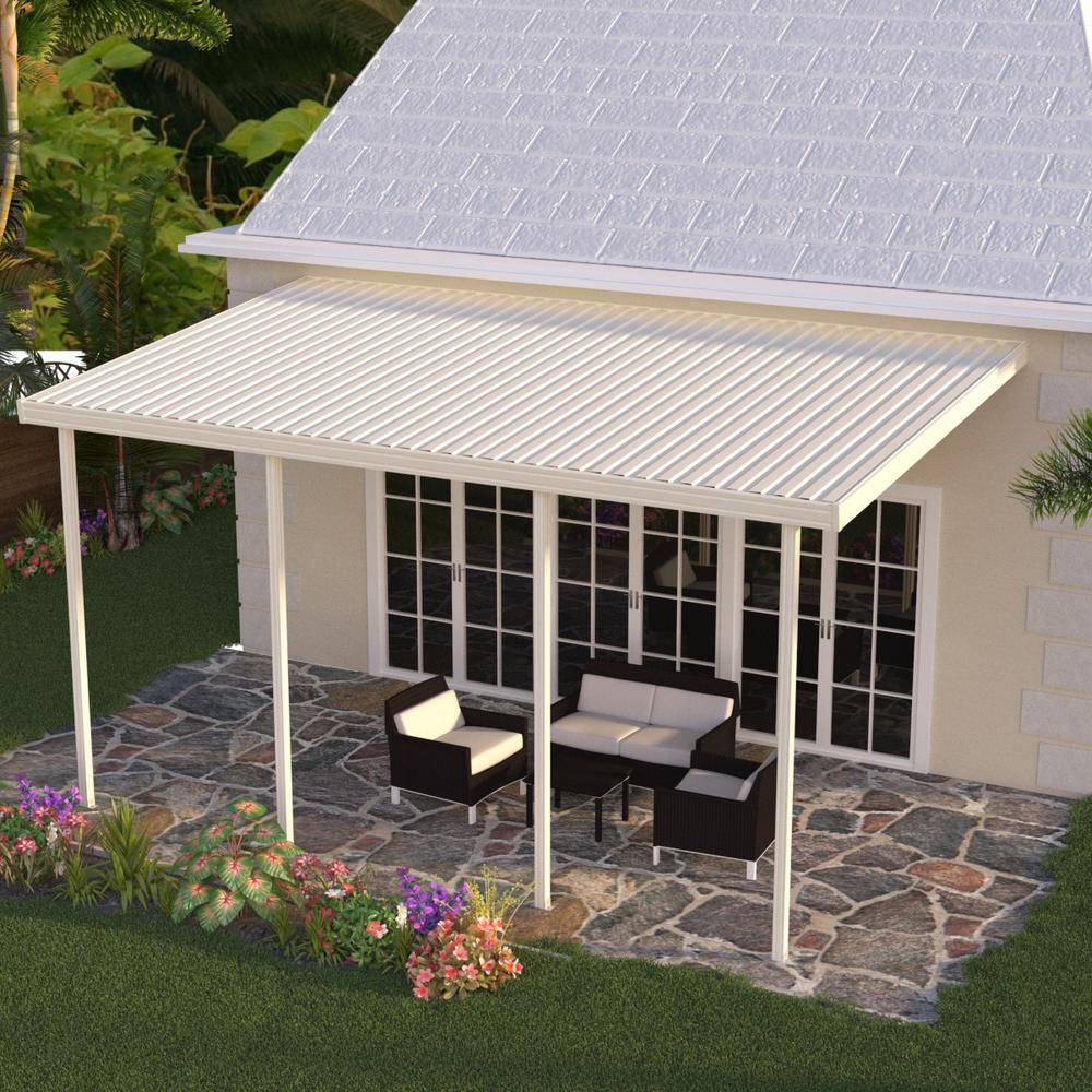 Integra 22 Ft X 10 Ft Ivory Aluminum Attached Solid Patio Cover With 5 Posts 10 Lbs Live Load regarding dimensions 1000 X 1000