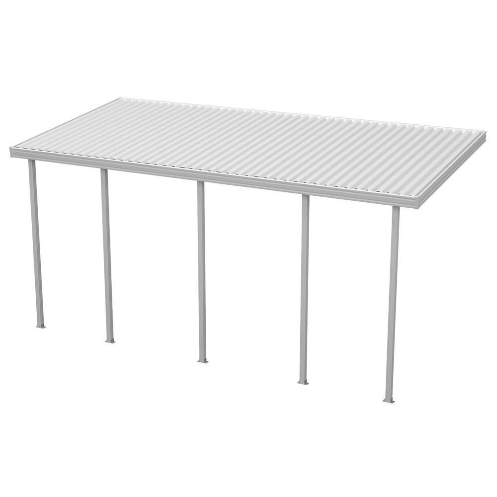 Integra 22 Ft X 10 Ft White Aluminum Attached Solid Patio Cover With 5 Posts 20 Lbs Live Load pertaining to measurements 1000 X 1000