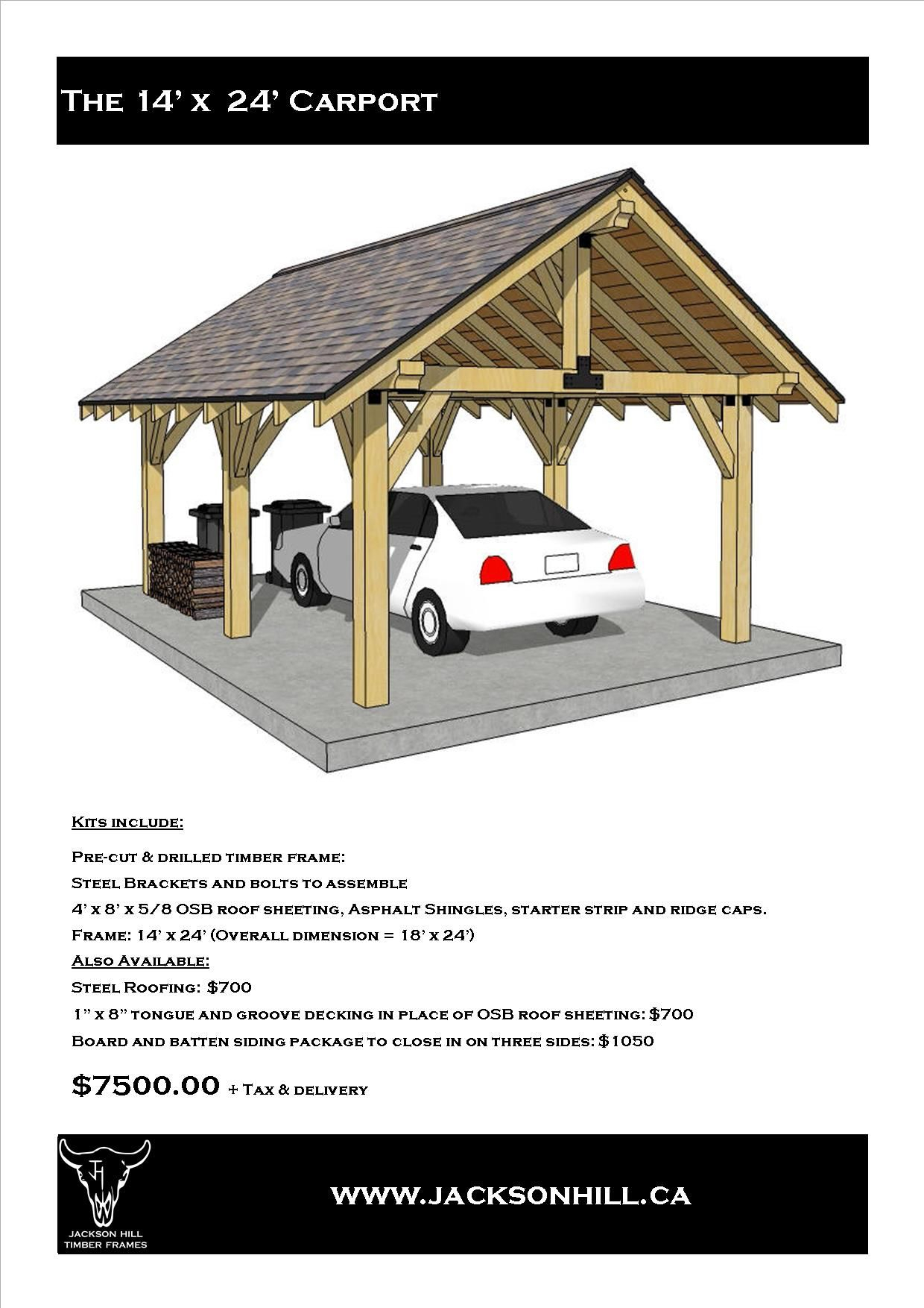 Jackson Hill Timber Frames The 14 X 24 Carport Carport for dimensions 1240 X 1754