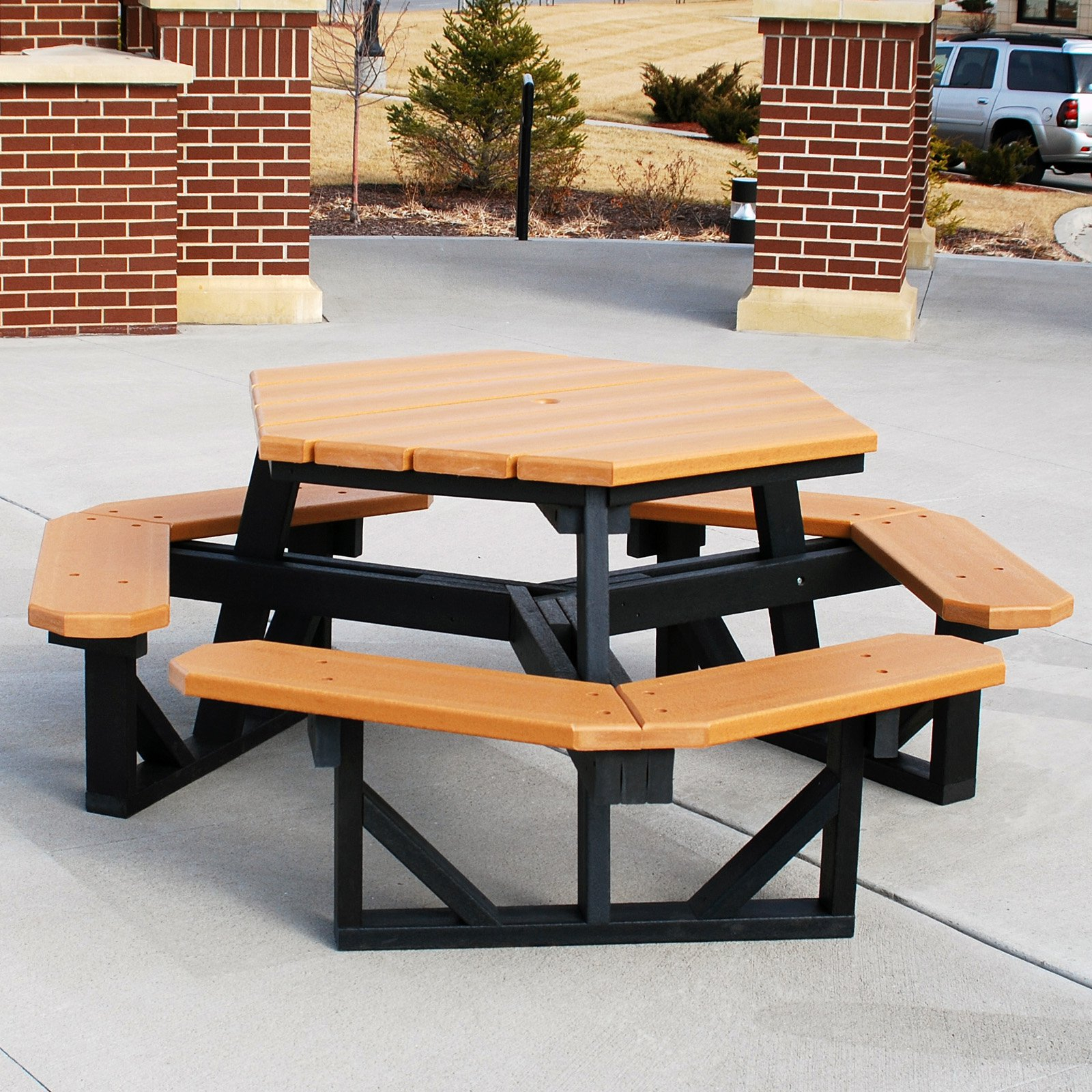 Jayhawk Plastics Hex Recycled Plastic Commercial Picnic Table Walmart with size 1600 X 1600