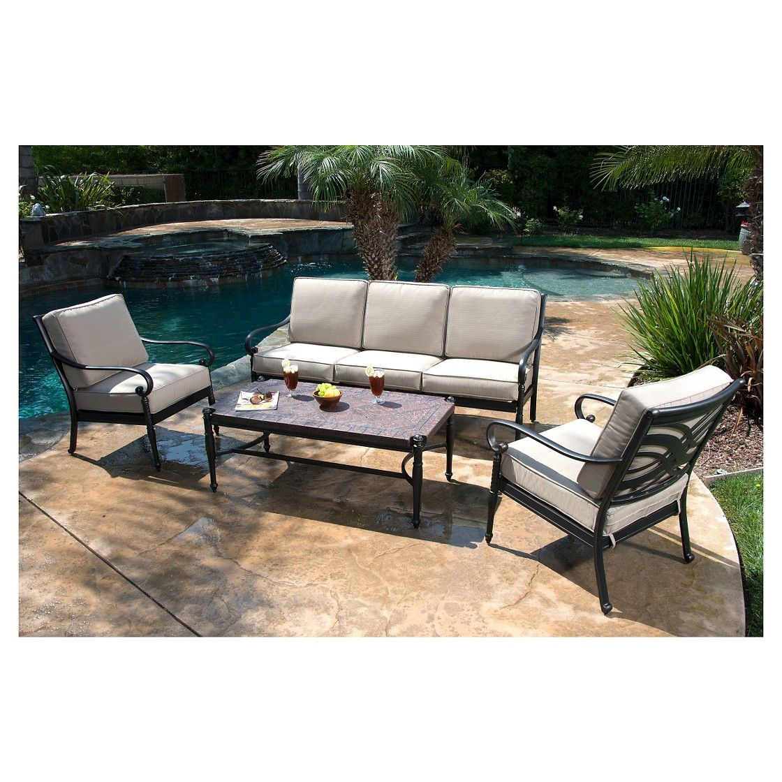 Kent 4 Piece Metal Patio Conversation Furniture Set for dimensions 1120 X 1120