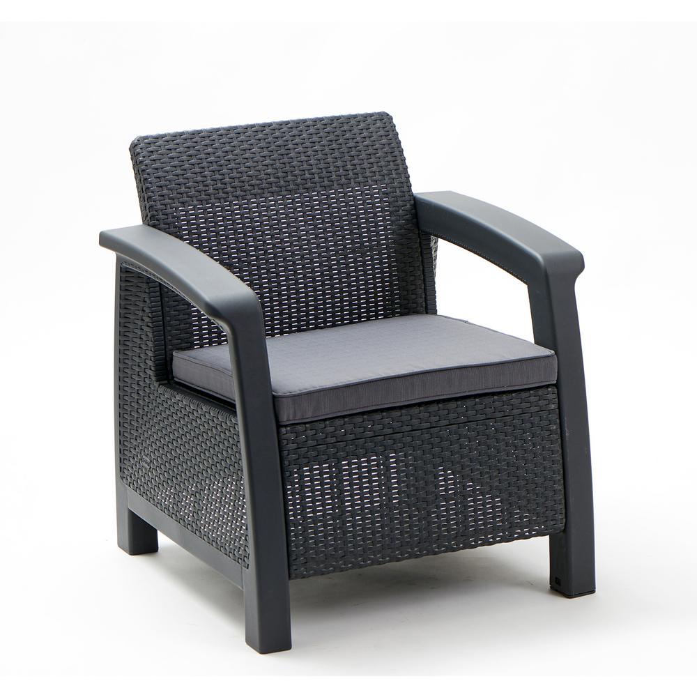 Keter Bahamas Gary All Weather Resin Wicker Patio Lounge Chair With Gray Cushion inside sizing 1000 X 1000