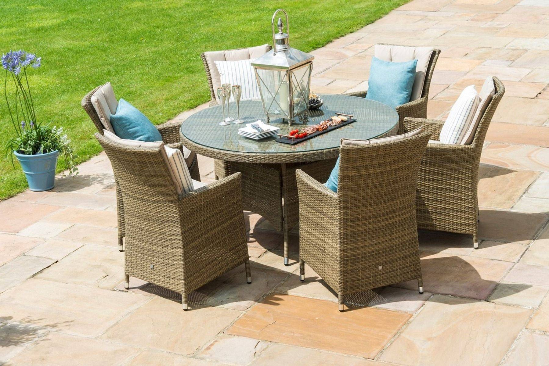 La 6 Seater Round Table Set Outdoor Rattan Garden Furniture throughout measurements 1799 X 1200