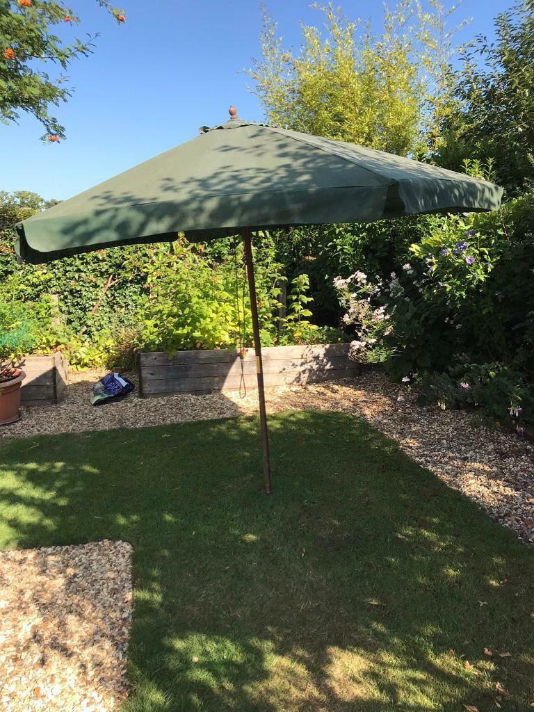 Large Outdoor Umbrella Sun Shade Garden Parasol Patio Cover With Wooden Pole And Green Canopy In Bovey Tracey Devon Gumtree for dimensions 768 X 1024