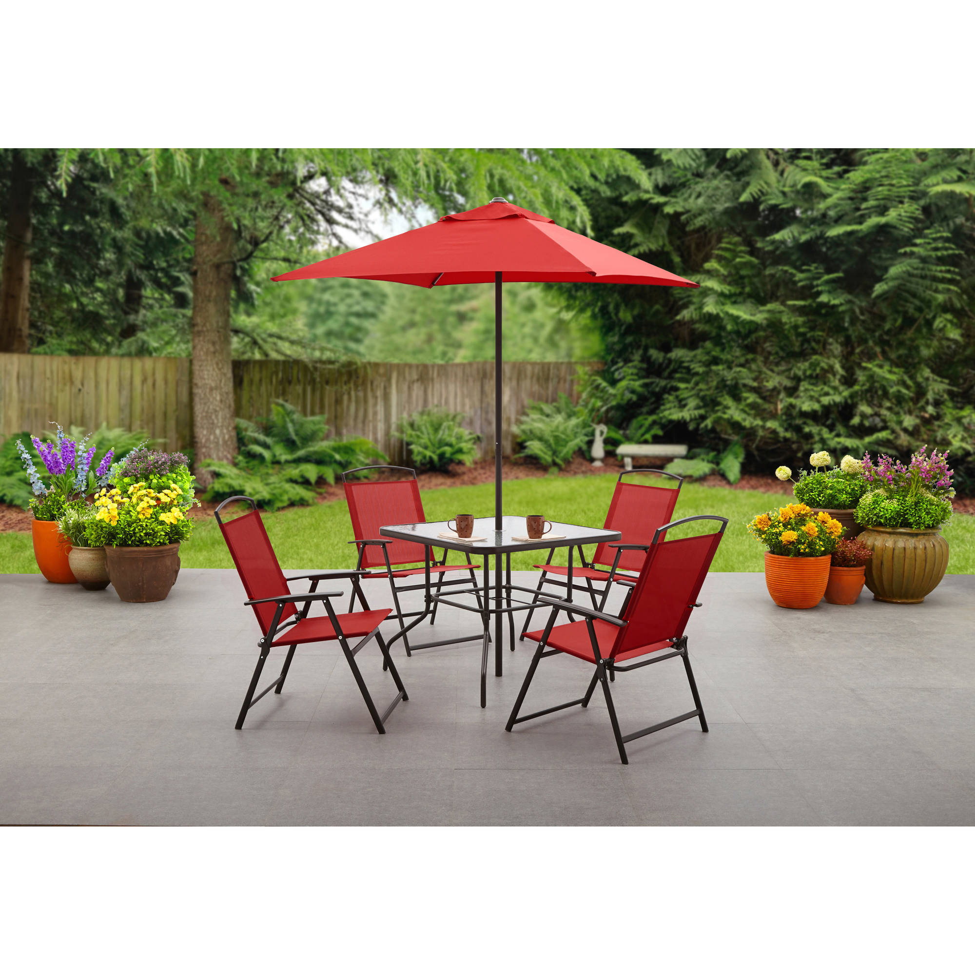 Mainstays Albany Lane 6 Piece Outdoor Patio Dining Set Multiple Colors Walmart within proportions 2000 X 2000