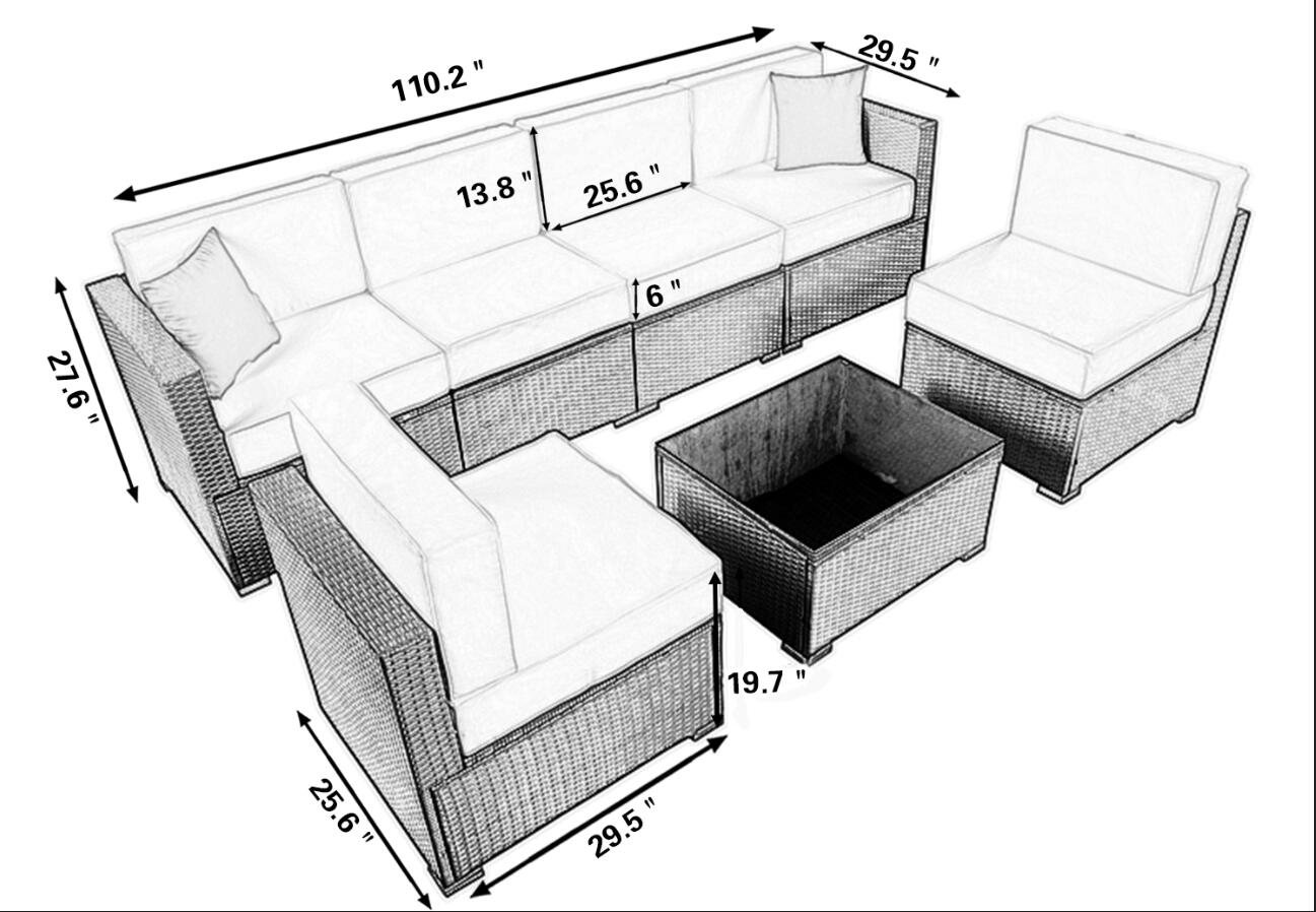 Mcombo 6082 7pc Bigger Size Outdoor Furniture Luxury Patio With Black Wicker And Cream White Cushion Cover 6082 7pc Cw in proportions 1297 X 898