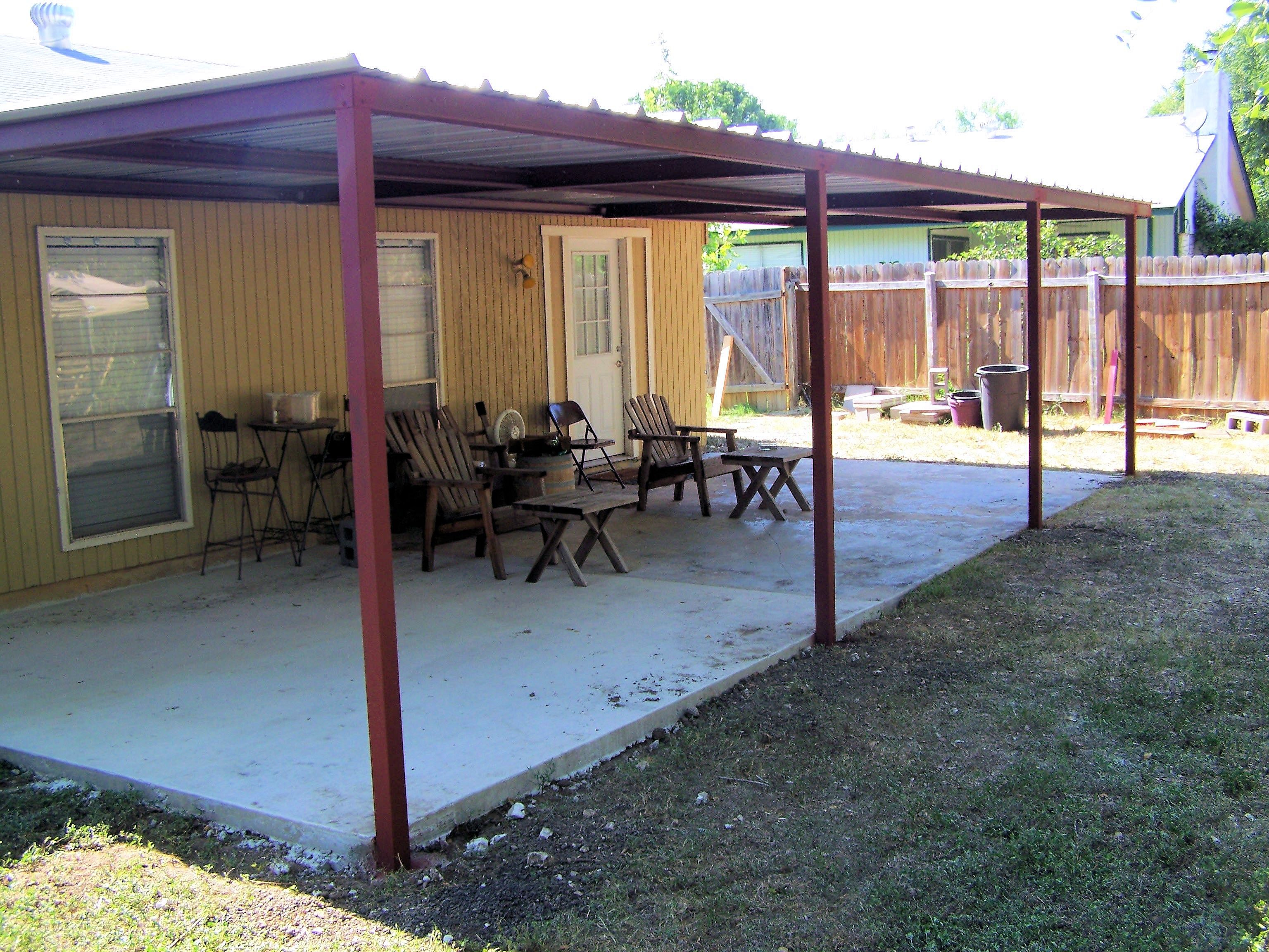 Metal Custom Awning Custom Metal Patio Awning Boerne Texas for sizing 3072 X 2304