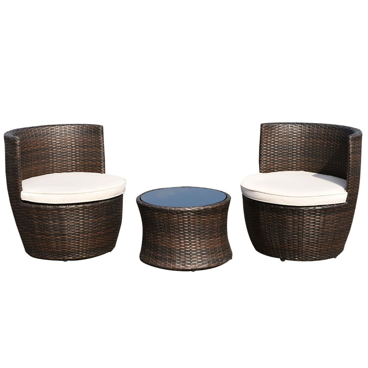 Modern 3 Piece Stackable Rattan Patio Furniture Set With Cushions with measurements 1200 X 1200