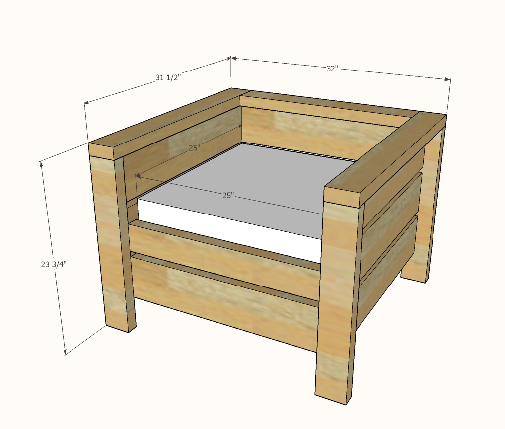 Modern Outdoor Chair From 2x4s And 2x6s Ana White throughout measurements 1017 X 864