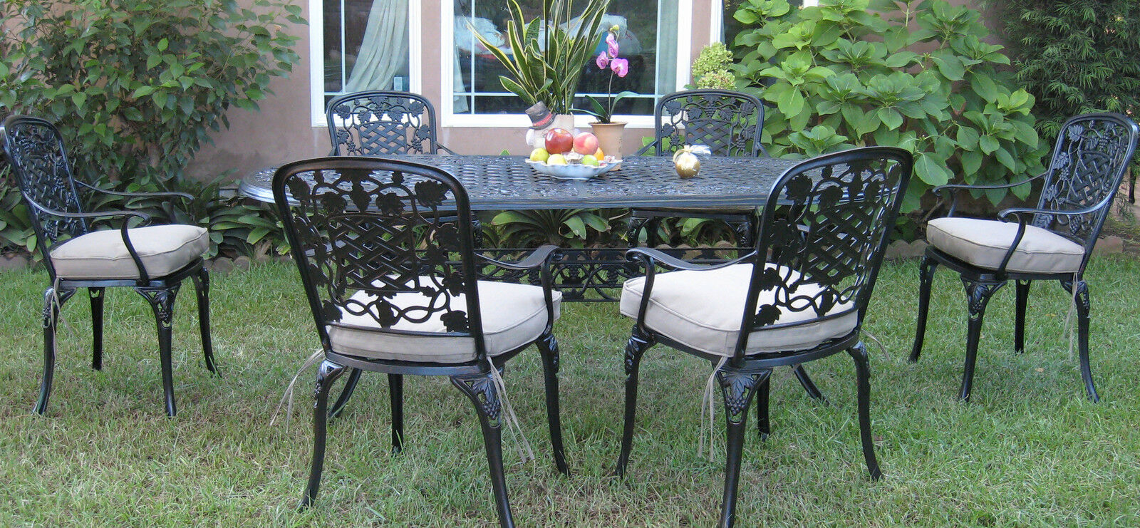 New Cast Aluminum Outdoor Patio 7 Piece Dining Set F With 6 Arm Chairs Cbmpatio in dimensions 1600 X 741