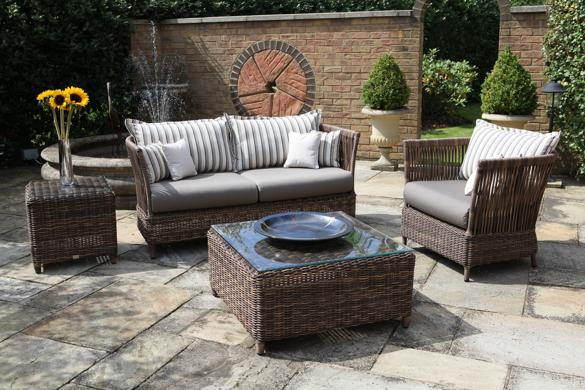Nice Outside Furniture With Rattan Chair And Brick Wall regarding size 2000 X 1333