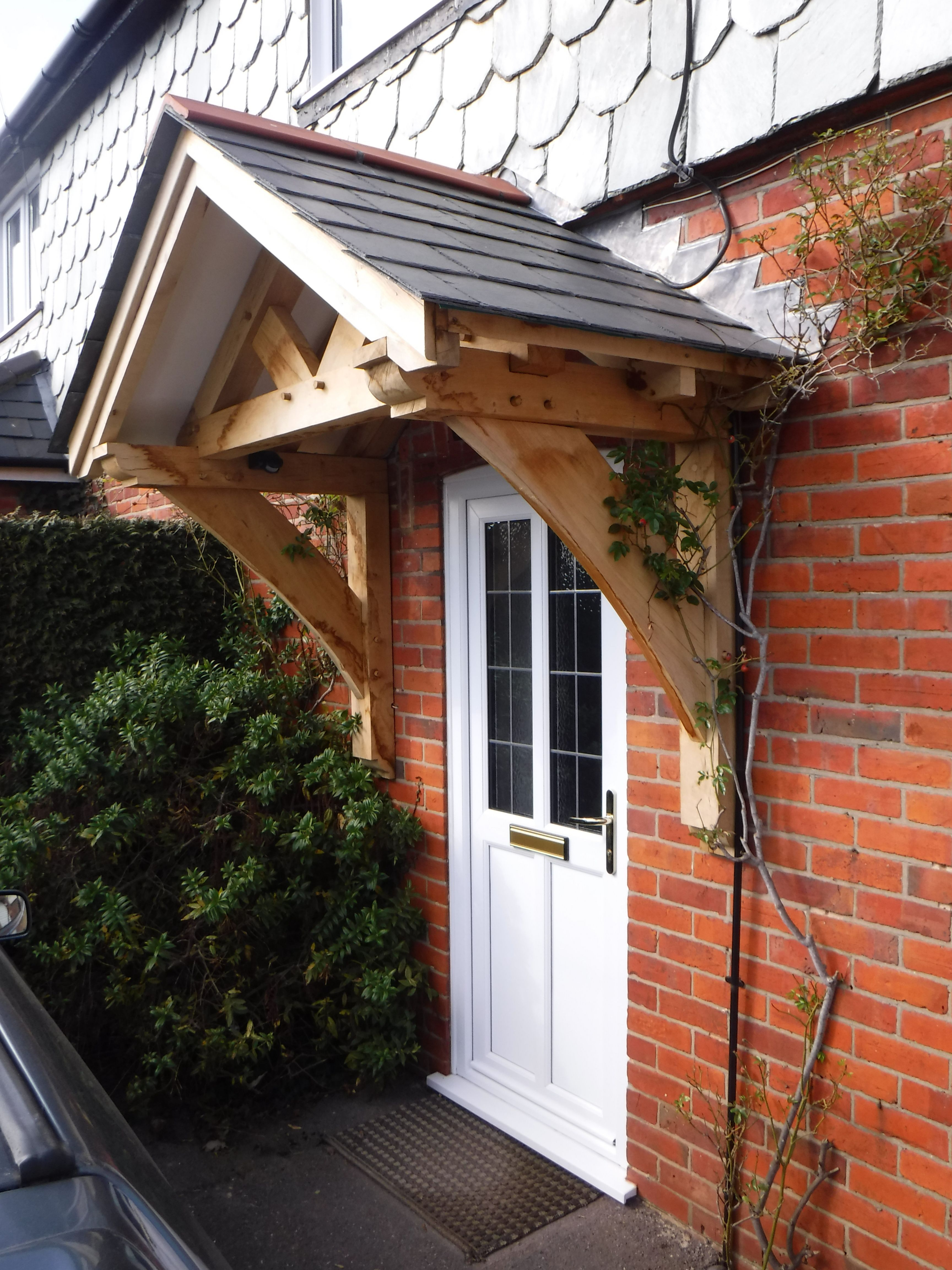 Oak Framed Gallows Bracket Porch Craftsman Door House throughout dimensions 3456 X 4608