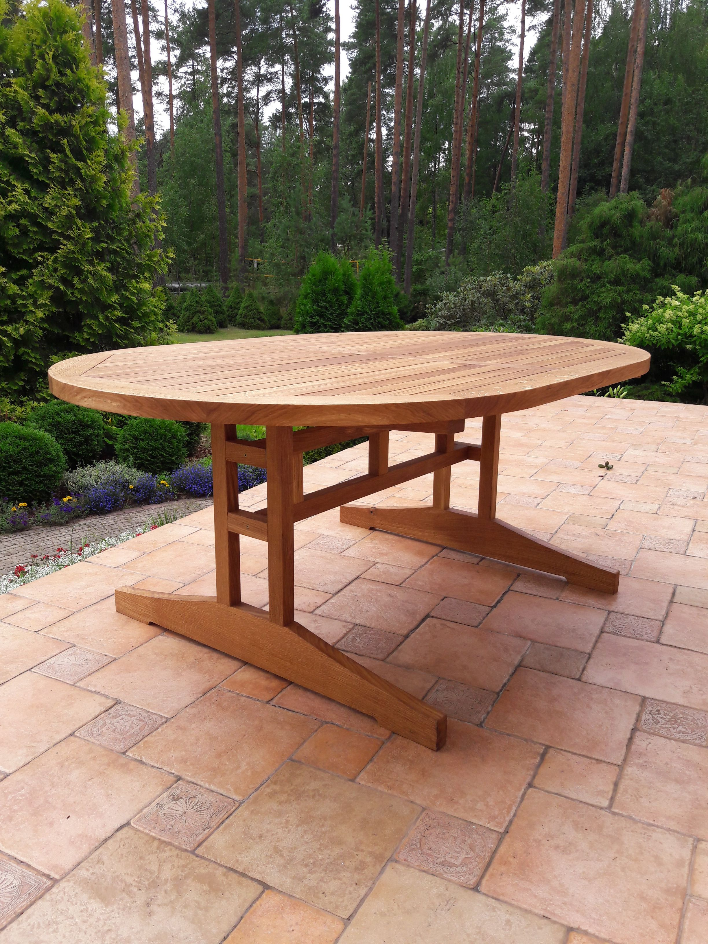 Oak Patio Table Tung Tree Oil Finish Traditional Joinery throughout proportions 2448 X 3264