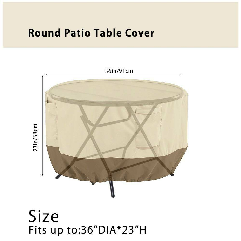 Outdoor Garden Round Table Cover Waterproof Patio Furniture Set Large Small intended for dimensions 1000 X 1000