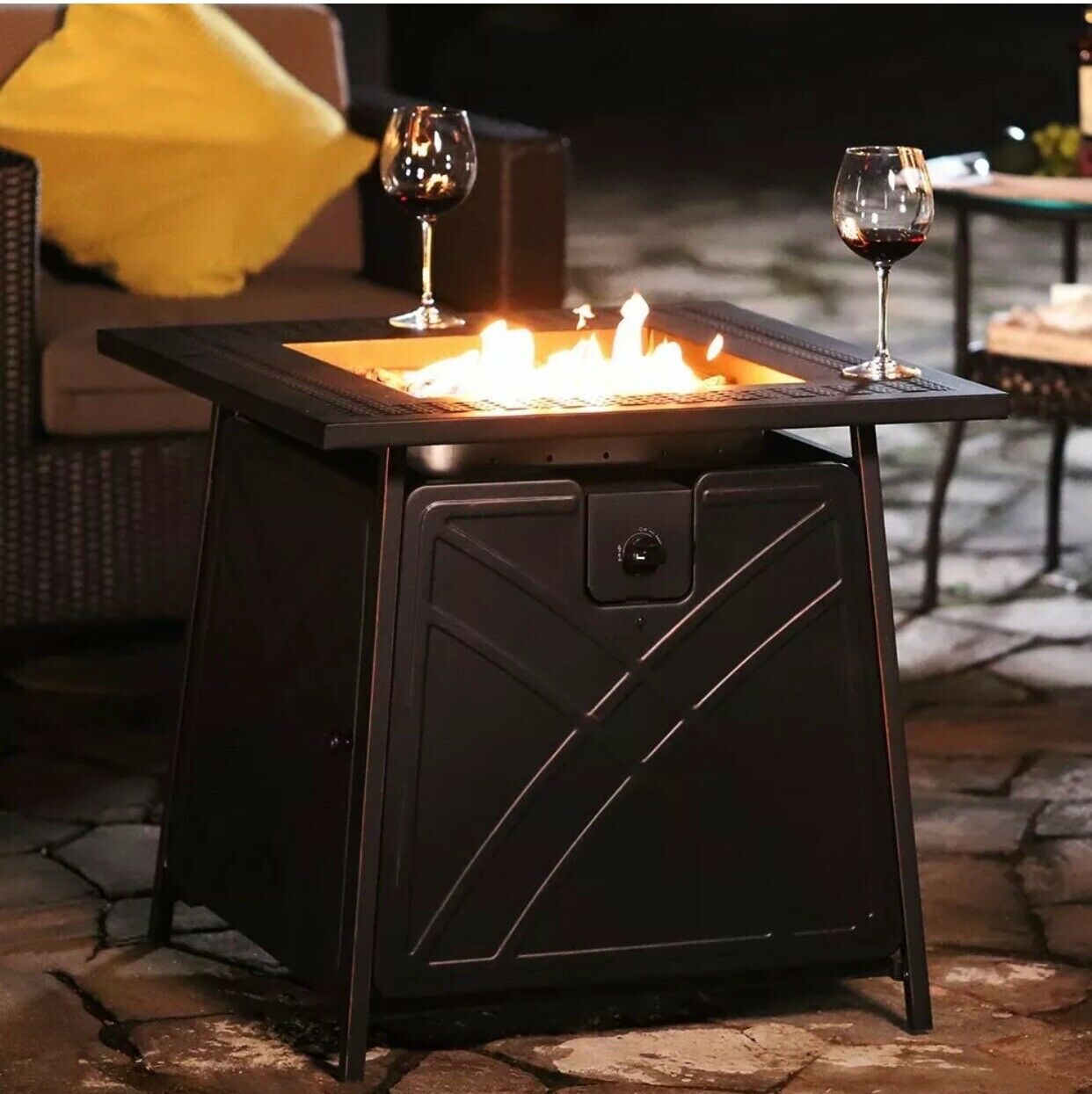Outdoor Patio Fire Pit Table Deck Heater Propane Fire Burnning Lg Gas 50000btu with regard to dimensions 1242 X 1245