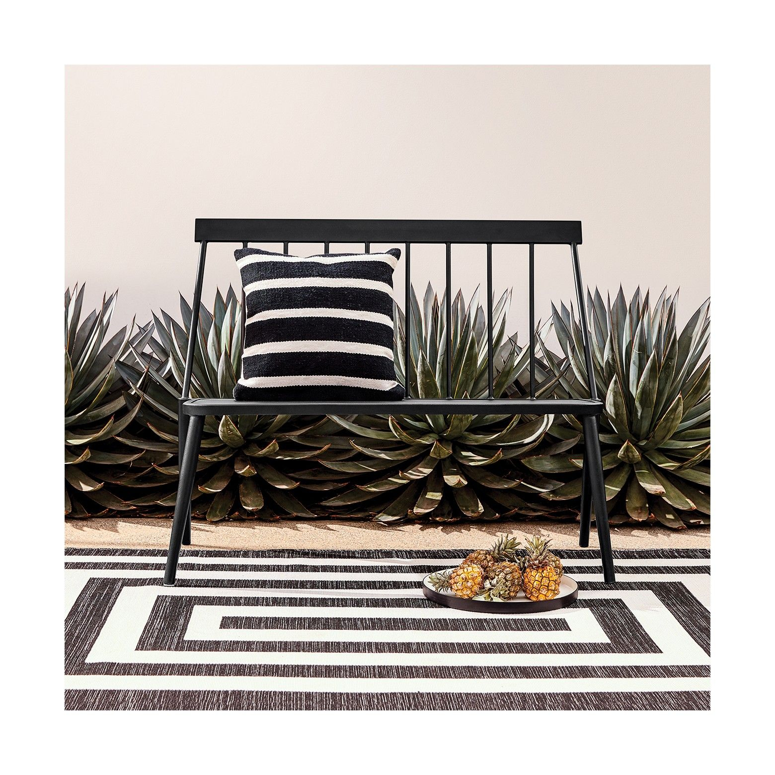 Outdoor Windsor Metal Stack Loveseat Bench Black Project pertaining to dimensions 1560 X 1560