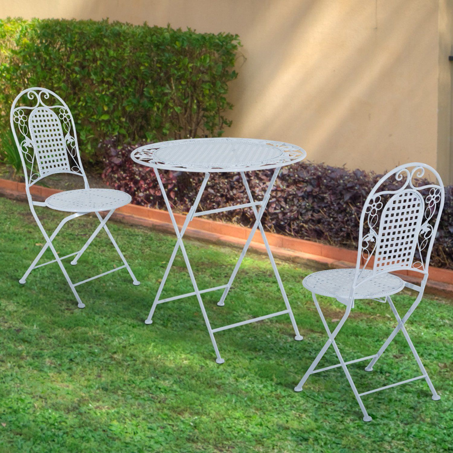 Outsunny 3pc Patio Metal Bistro Set Foldable Garden Table in dimensions 1500 X 1500