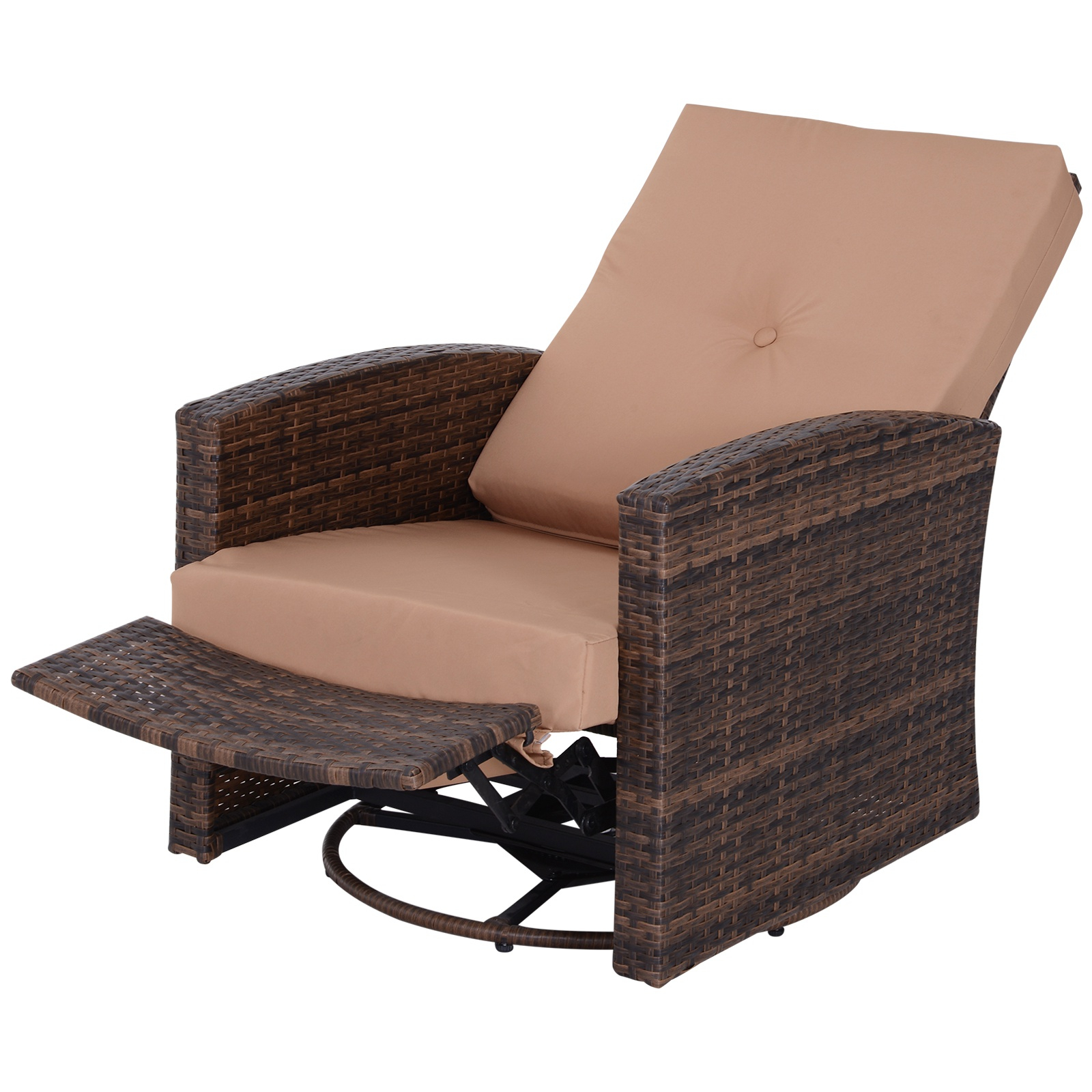 Outsunny Outdoor Patio Rattan Wicker Swivel Rocking Recliner Lounge Chair with sizing 1600 X 1600