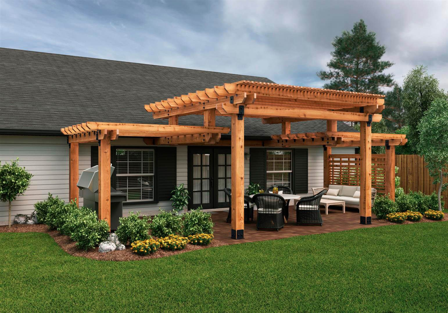 Ozco Project 396 895 Two Tier Pergola Plans Backyard with regard to measurements 1542 X 1080